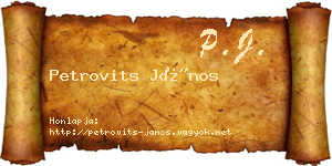 Petrovits János névjegykártya